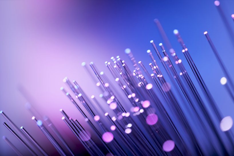 inner core of a fibre optic cable showing speed and reliability to a computer network