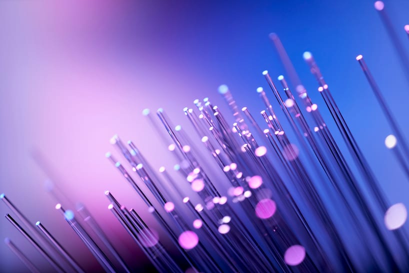 inner core of a fibre optic cable showing speed and reliability to a computer network