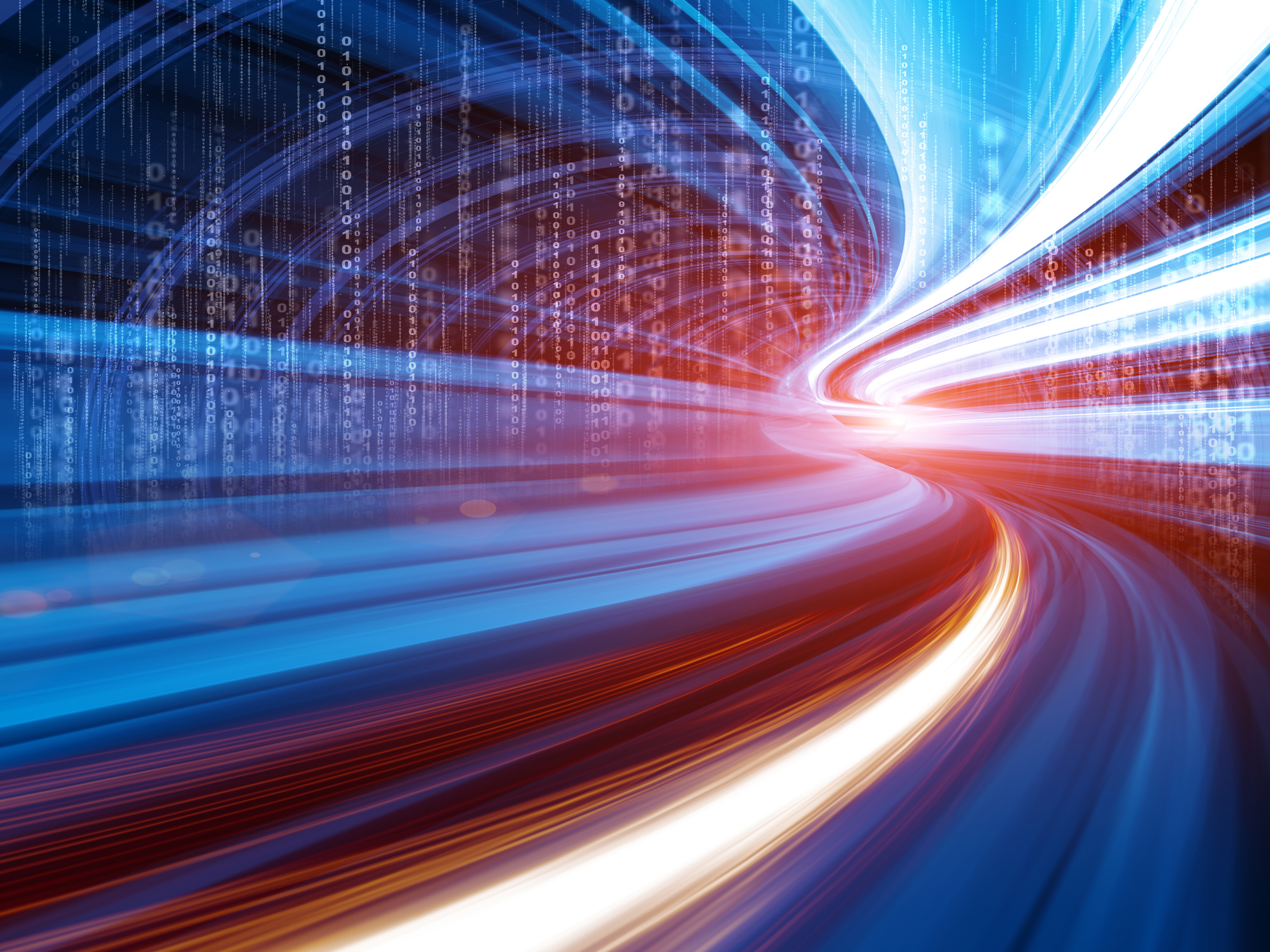 an image of blurry lights and textures in a line showing speed of service